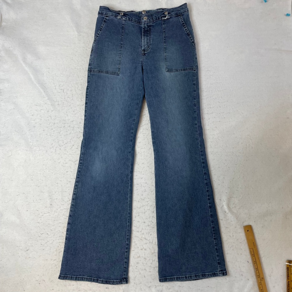 Tommy Jeans Belted Flare Jeans Womens 32 Blue Denim High Rise Y2K Retro Flare